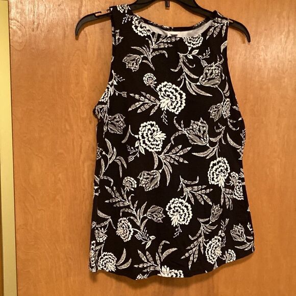 Land’s End Plus high neck modest soft cup Tankini top black multi floral 14D - Picture 2 of 7